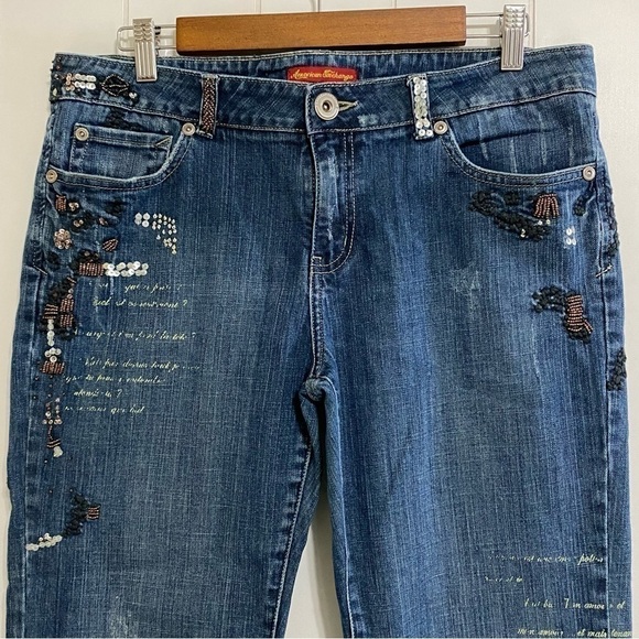 Vintage American Exchange boho embellished kick crop jeans size 32 - Picture 1 of 16